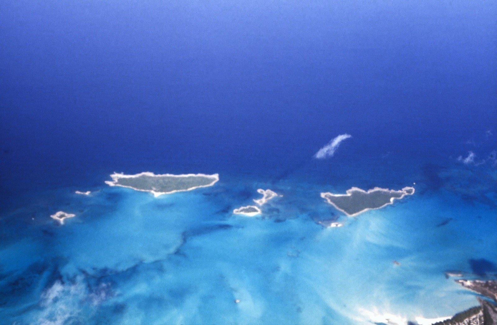 Aerial view of Bahamas island chain