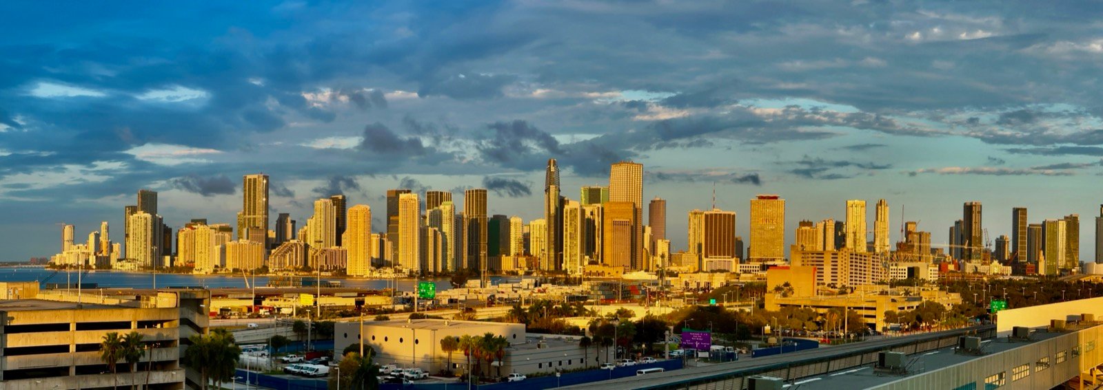 Miami skyline, the Florida departure point for Nassau private jet flights